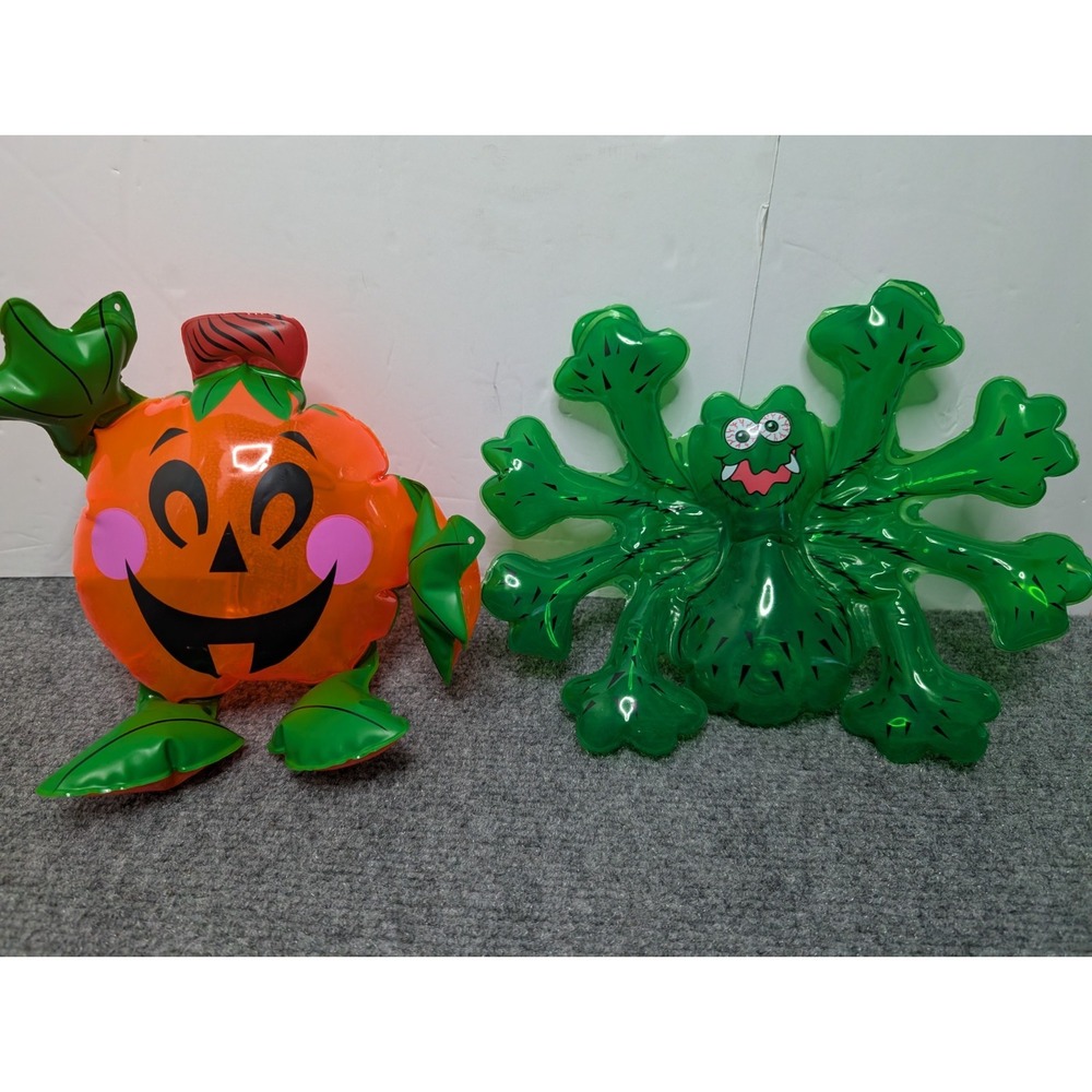 2 - Take One‎ 2003 Inflatable Light Up Halloween Spider & Jack O Lantern Pumpkin
